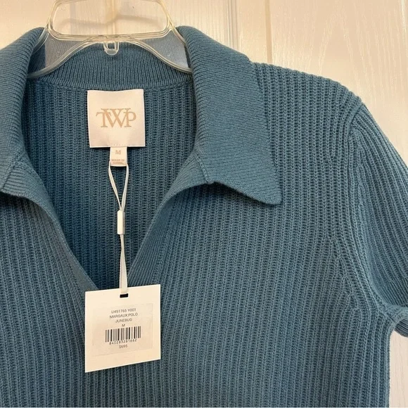 TWP Margaux Johnny Collar Cashmere Top in Junebug